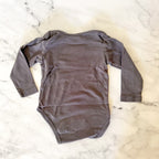 H&M Basics Organic Cotton Solid Charcol + Tan Long Sleeve Bodysuit Bundle | 6-9m