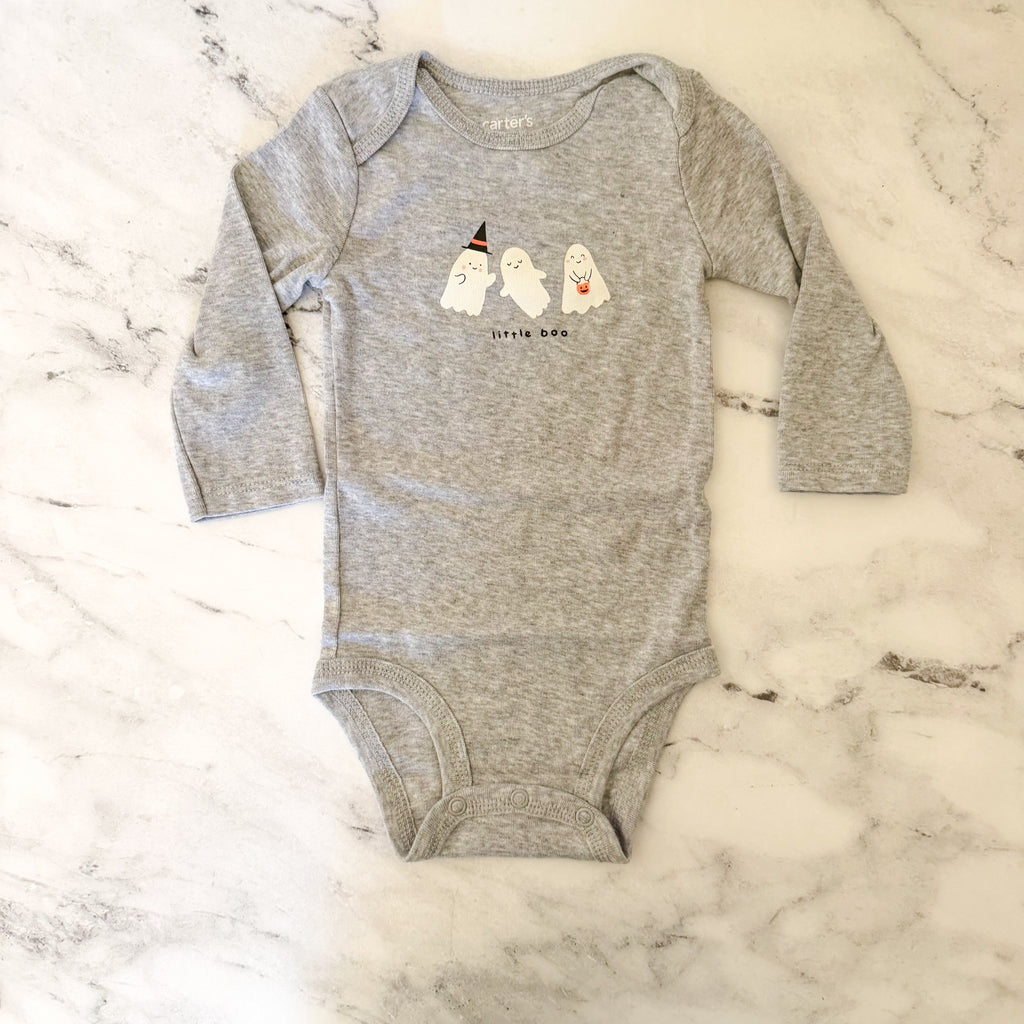 Carter's Grey Halloween Ghosts Long Sleeve Tee Black Ghost Legging Set | 3-6m