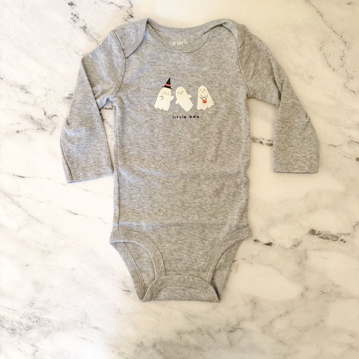 Carter's Grey Halloween Ghosts Long Sleeve Tee Black Ghost Legging Set | 3-6m
