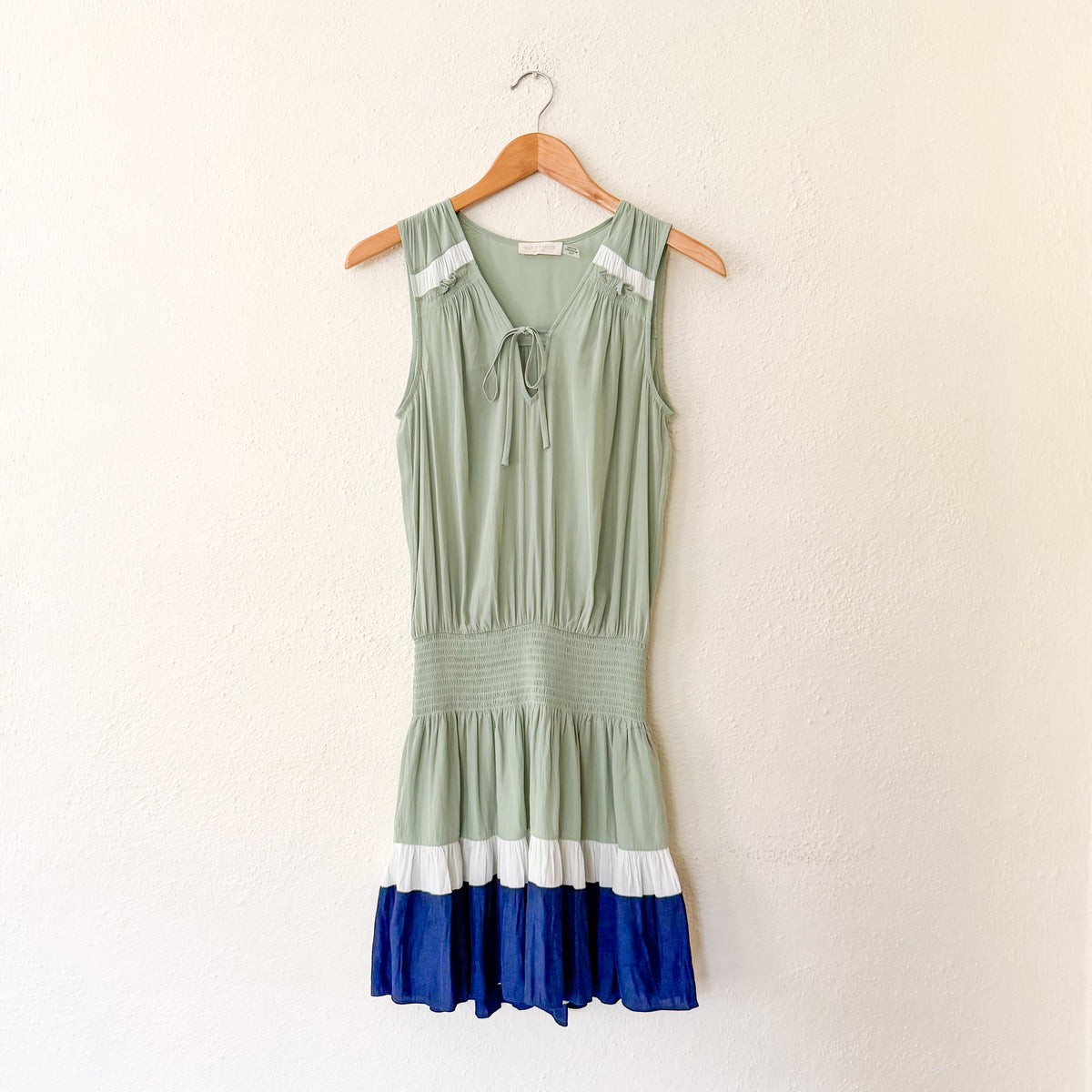 Ramy Brook New York Bambi Sleeveless Greecian Dress in Sage & Navy | XS
