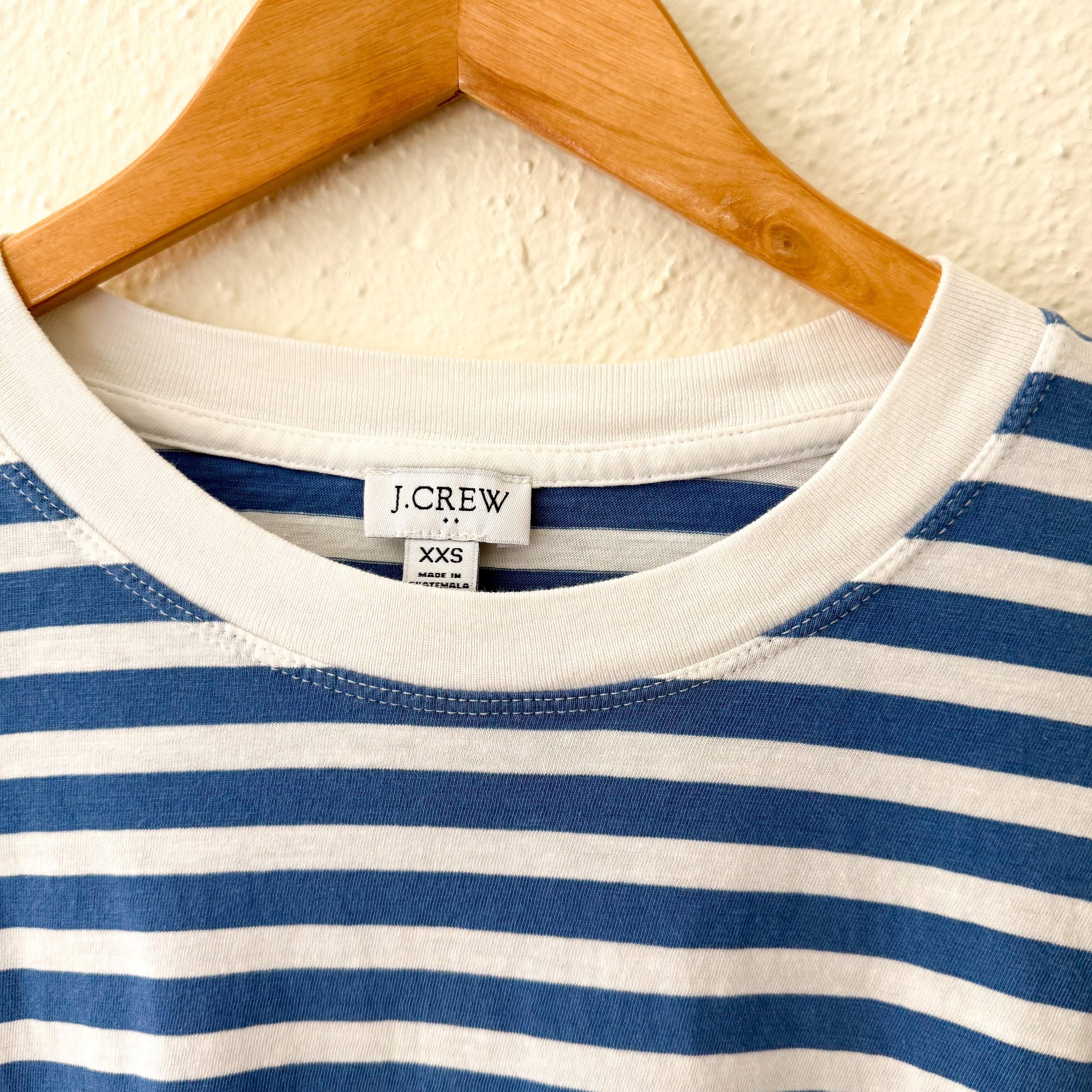 J.Crew Striped Long Sleeve Tee in Sunwashed Sea Blue White | XXS