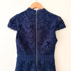 Alice + Olivia Diona Navy Blue Broderie Butterfly Lace Mini Dress | 0
