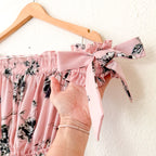 MISA Los Angeles Laiyin Pink Floral Off The Shoulder Mini Dress | XS