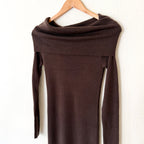 Charles Henry Wool Blend Off-The-Shoulder Long Sleeve Sweater Dress in Espresso | XS