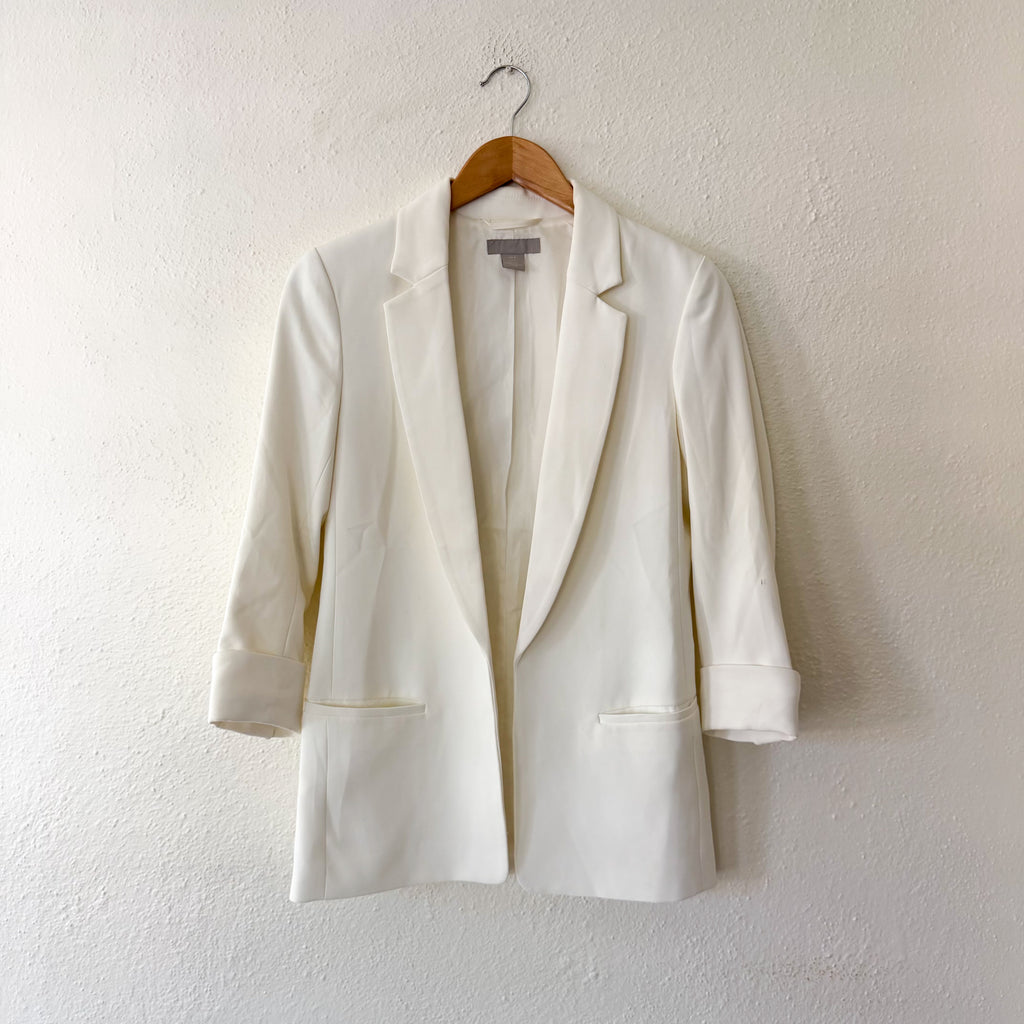 H&M Open Front Crepe Blazer in Cream | 0
