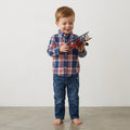 Class Club Boy Red White Blue Plaid Long Sleeve Buttons Down | 2-3T