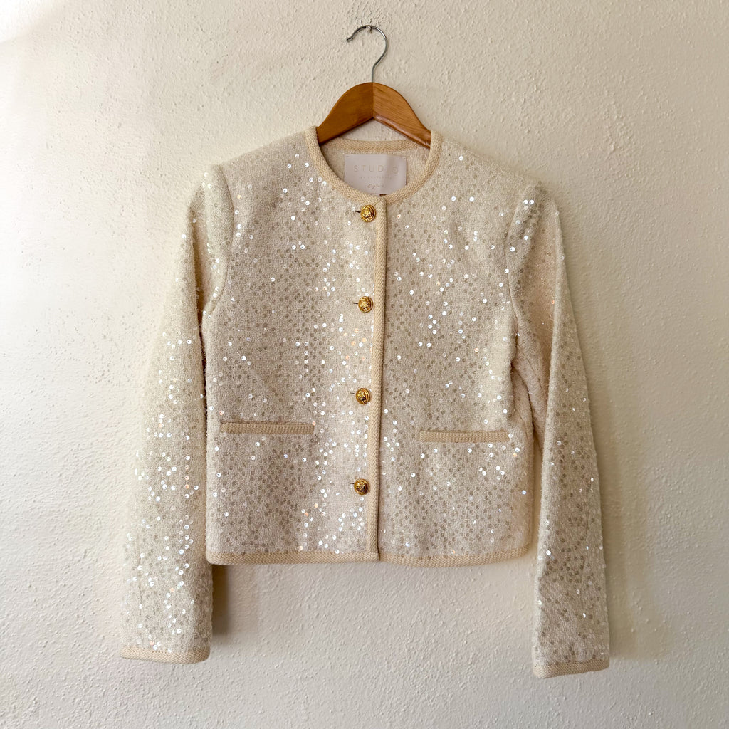 Studio by Charlotte England Mayfair Bouclé Tweed Sequin Lady Jacket in Chantilly | XS/S
