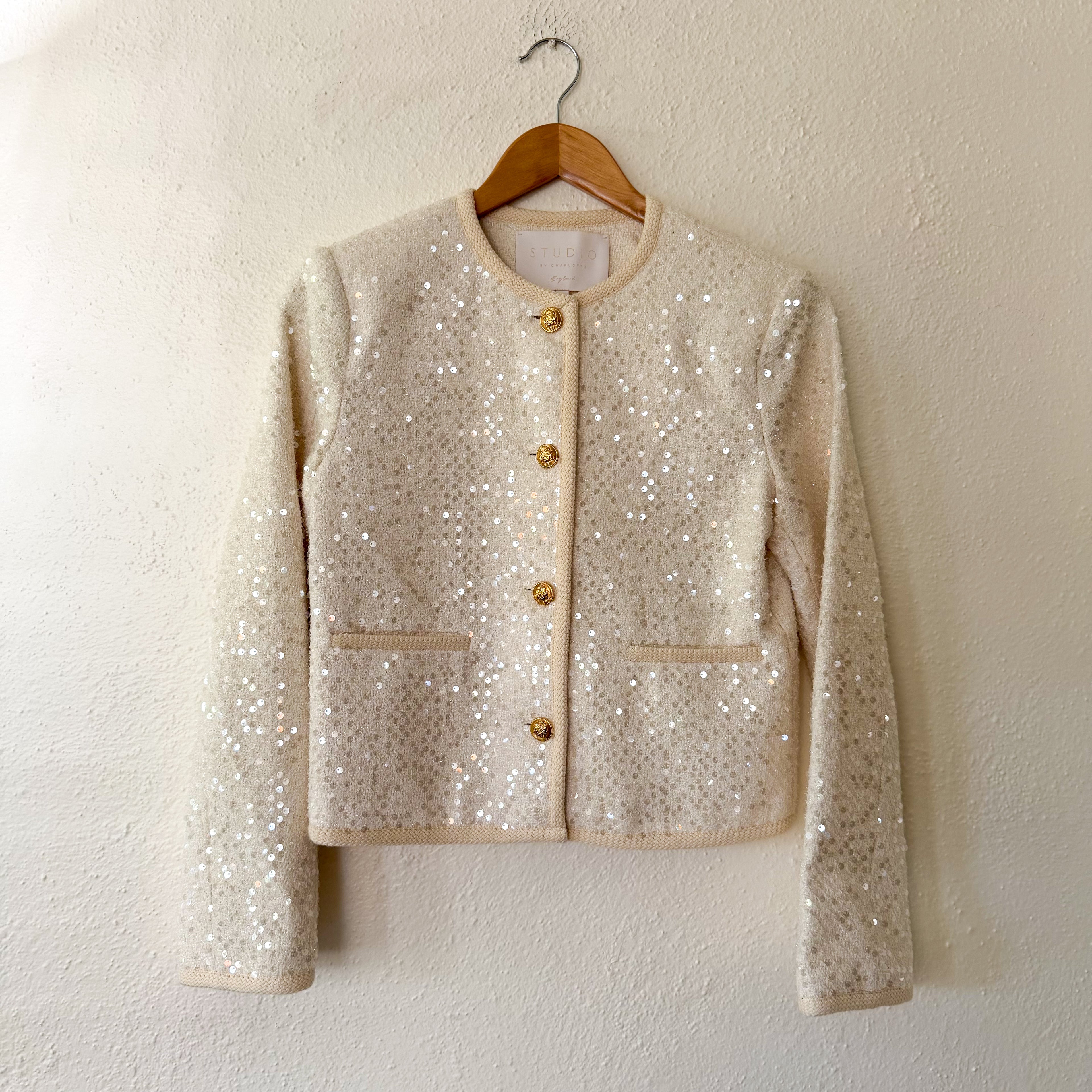 Studio by Charlotte England Mayfair Bouclé Tweed Sequin Lady Jacket in Chantilly | XS/S