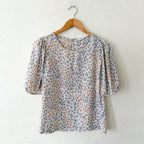 Elodie Cream Floral 3/4 Puff Sleeve Blouse | XS