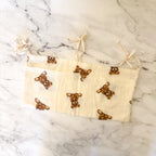 Anna-Kaci Teddy Bear Cream Gauze Stroller Caddy/Organizer Bag