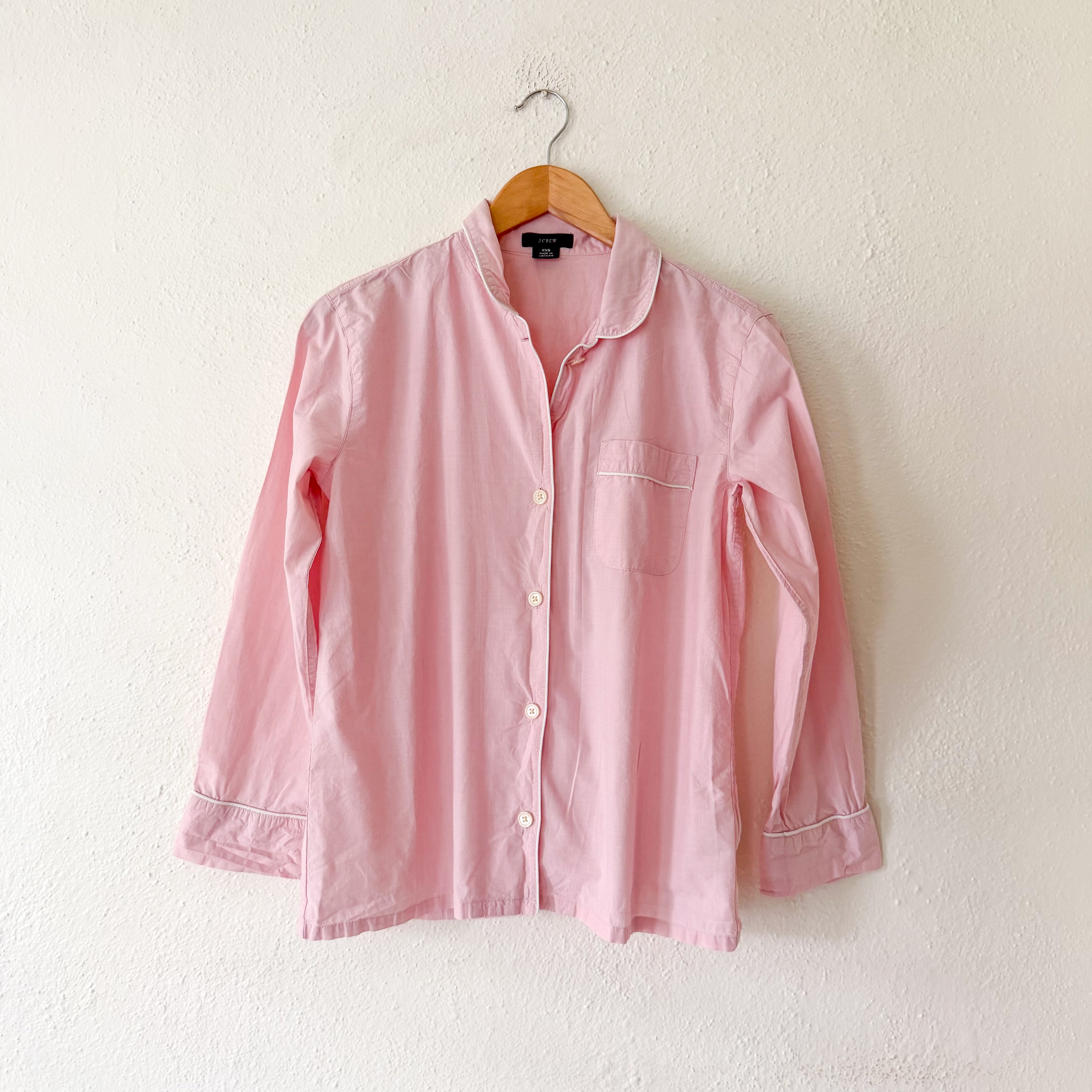 J.Crew Classic Cotton Long Sleeve Sleep Set in Light Pink Blooming Peony Eoe | XXS
