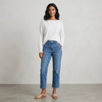 AllSaints Rita Boatneck Long Sleeve Oversize T-Shirt in Cream | XS