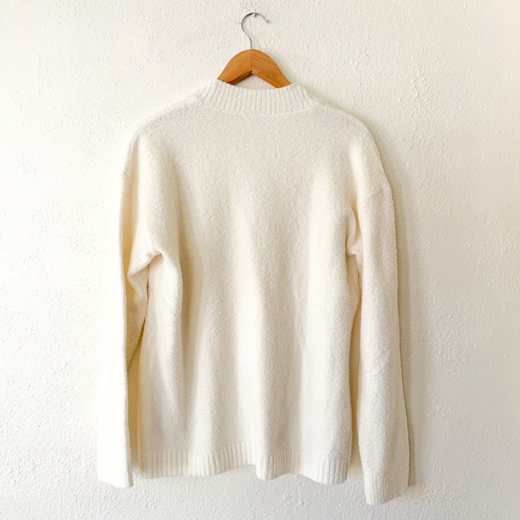 Nordstrom Cozy Yarn Button Down Plush Cardigan in Cream | S