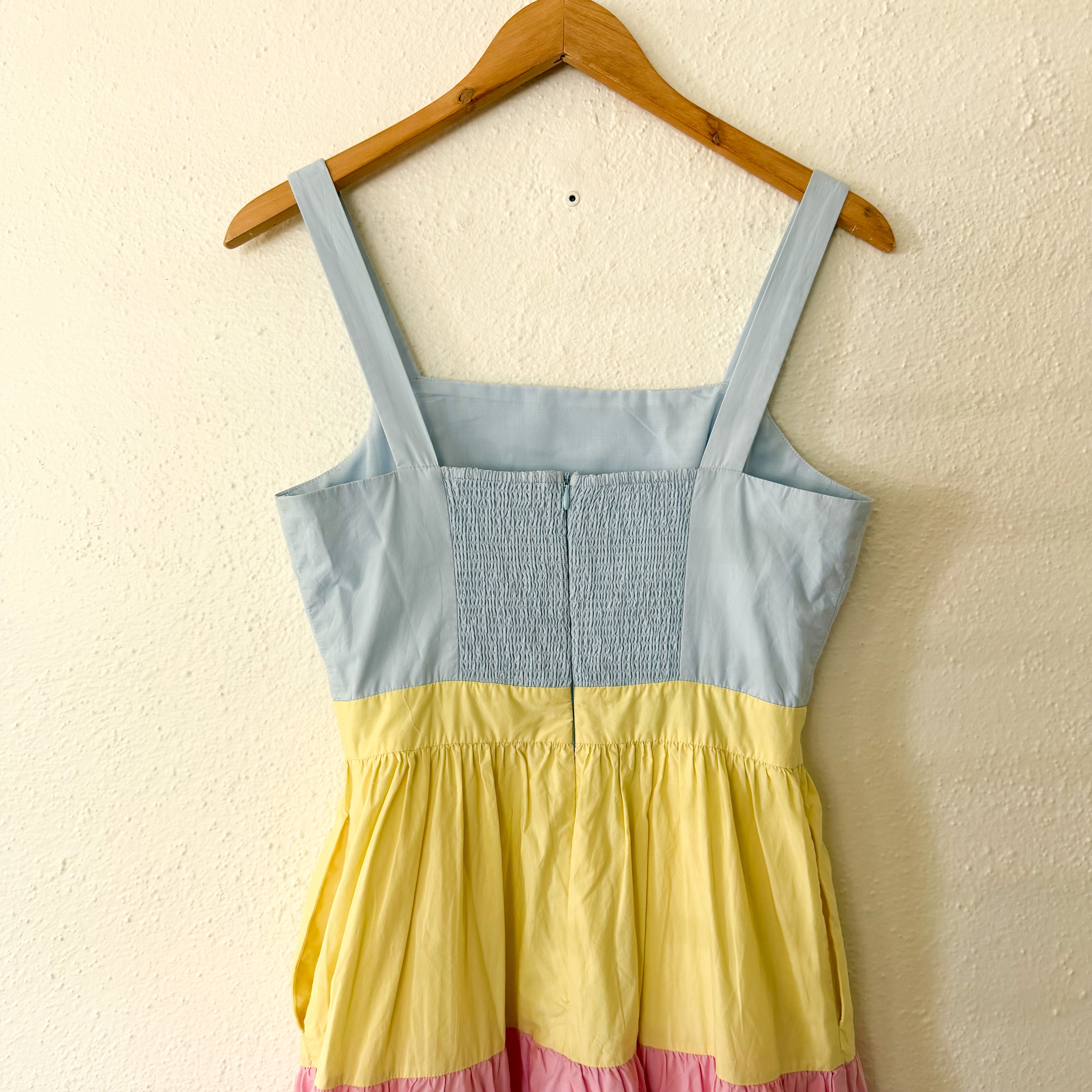 English Factory Pastel Colorblock Tiered Maxi Dress | S