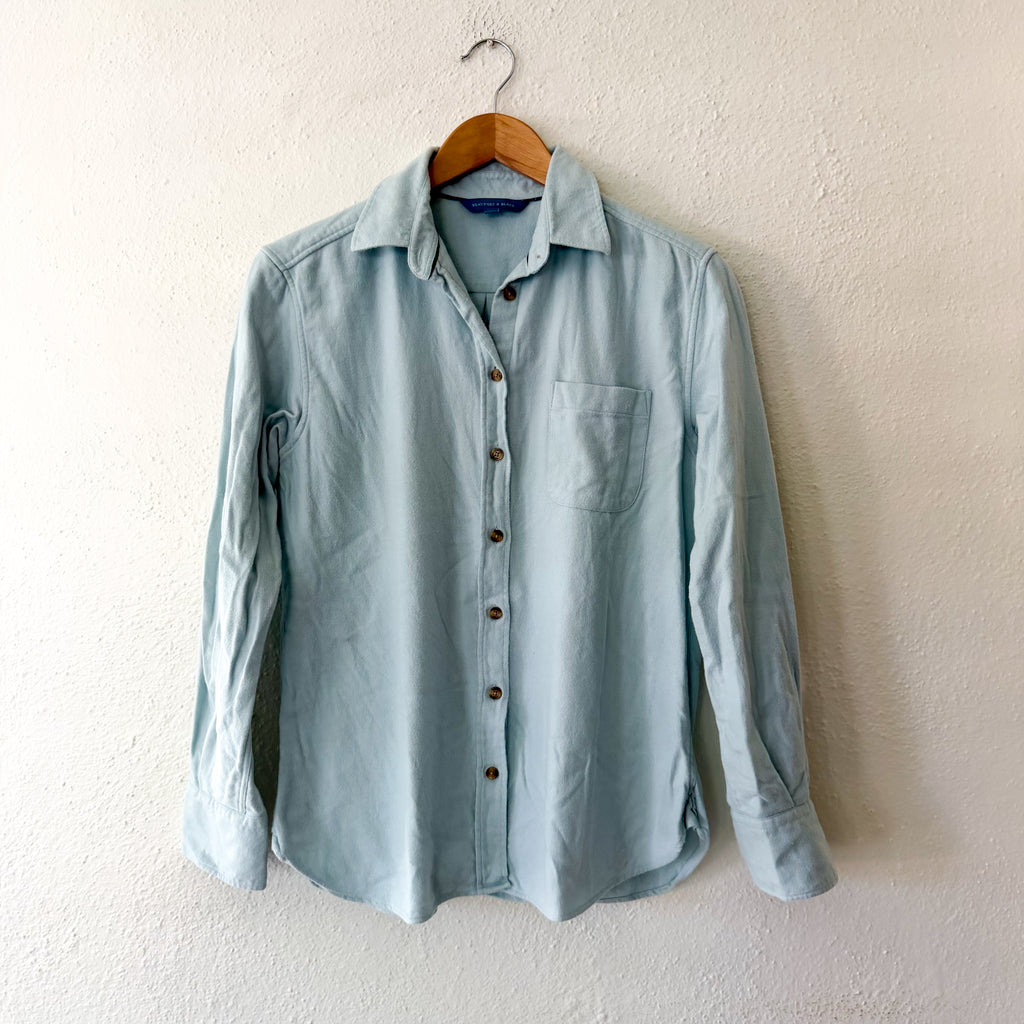 Beaufort & Blake Moreland Flannel Button Down Shirt in Aqua | XS