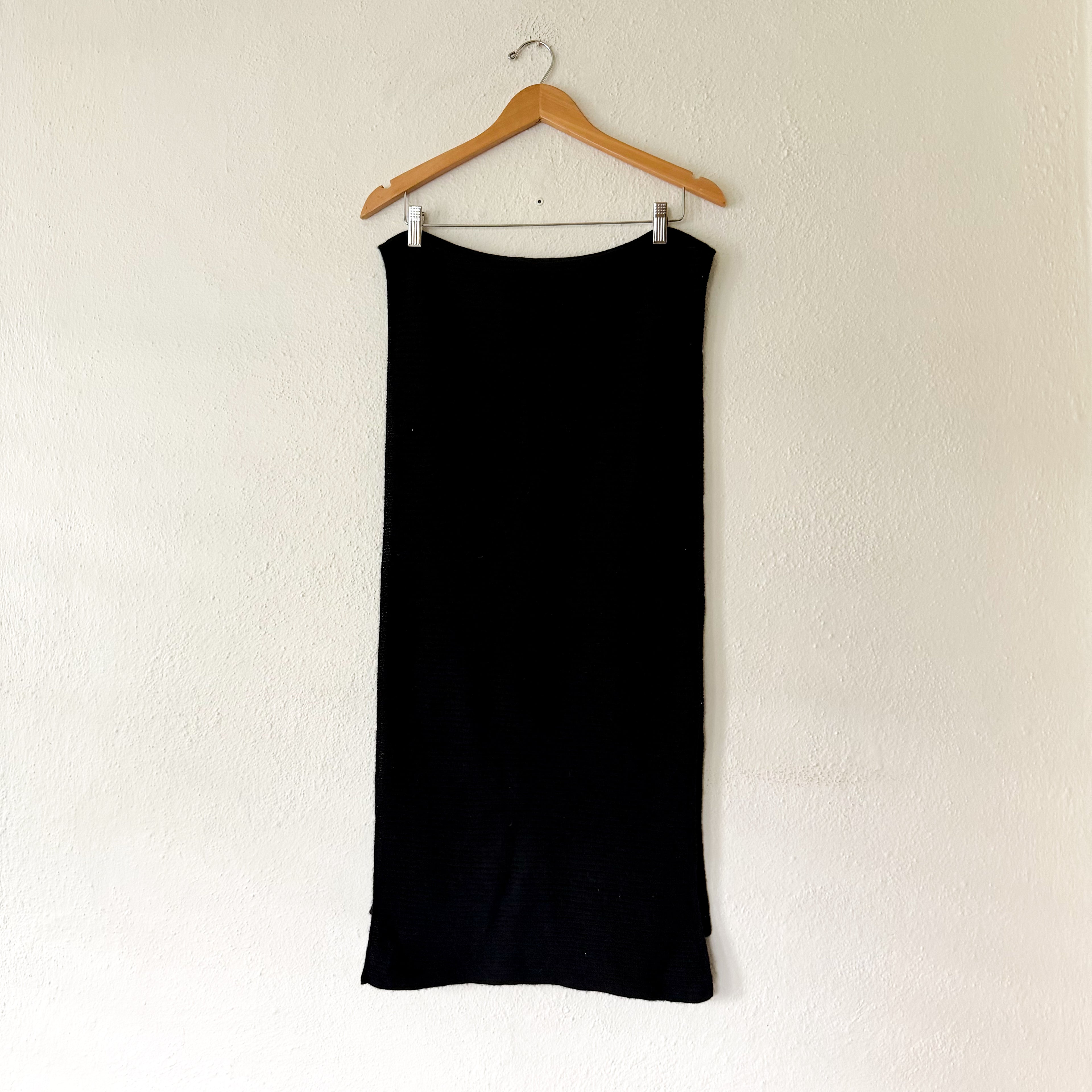 COS 100% Cashmere Black Ribbed Knit Shawl Scarf