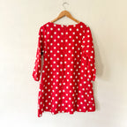 Posse Nina 100% Linen Red Polka Dot Elbow Sleeve Shift Mini Dress | S