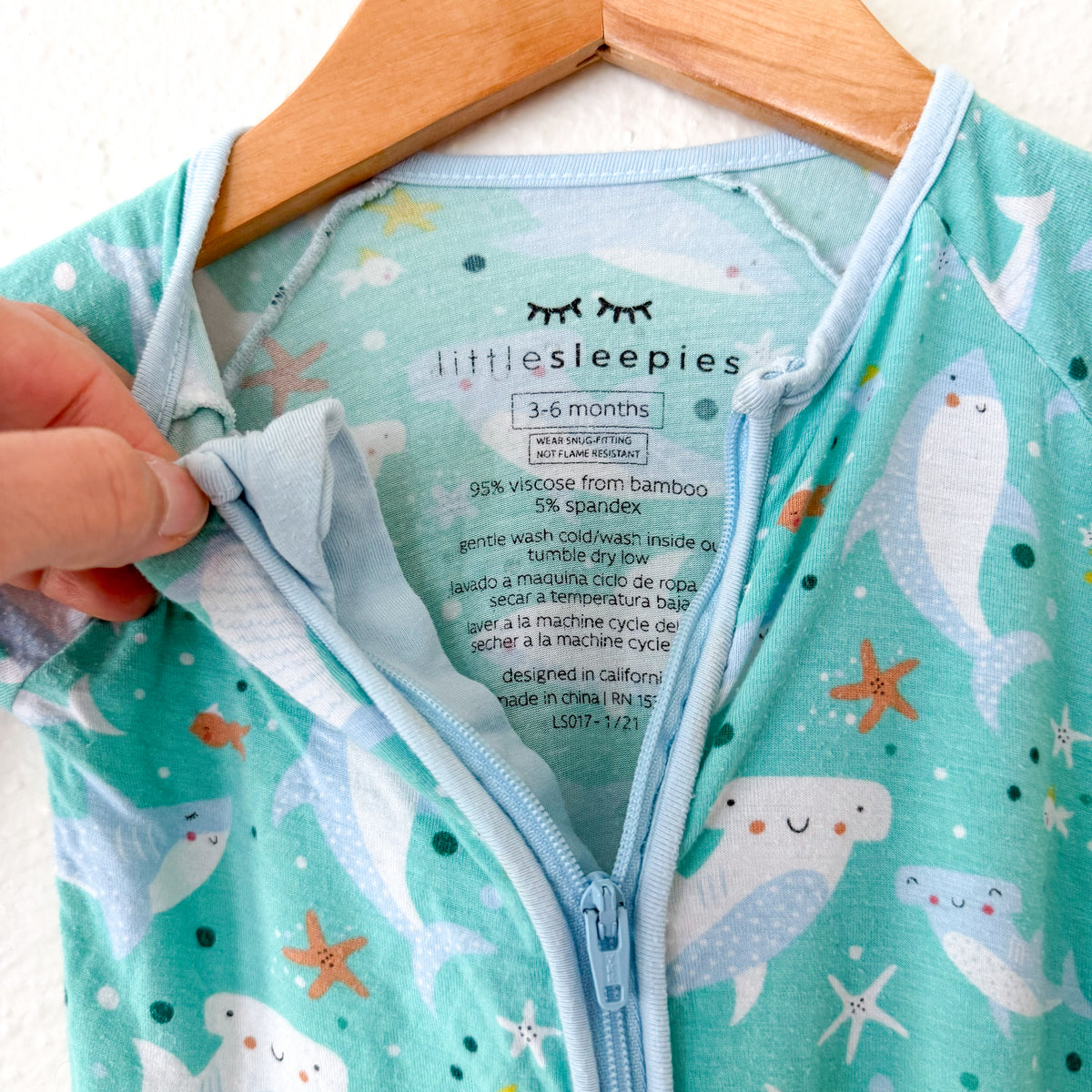 Little Sleepies Ocean Animals Long Sleeve Fold Over Foot Sleeper | 3-6m