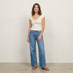 Reformation Ezlynn Off The Shoulder Knit Top in Cream, sz XS