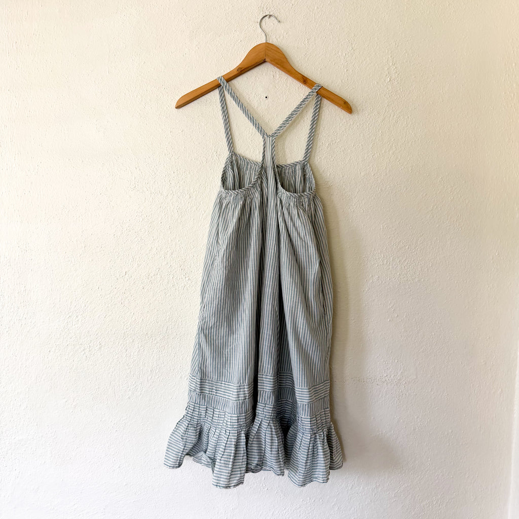 Celandine x Anthropologie Cotton Seersucker French Grey Stripe Summer Mini Dress | XXS