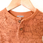 Old Navy Brown Bear Textured Cotton Long Sleeve Bodysuit | 6-12m