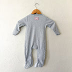 JoJo Maman Bébé Winter Penguin Appliqué Grey Stripe 2-Way Zip Footed Sleeper | 9-12m