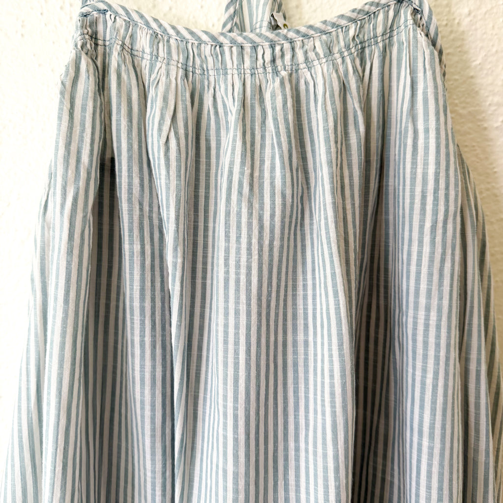 Celandine x Anthropologie Cotton Seersucker French Grey Stripe Summer Mini Dress | XXS