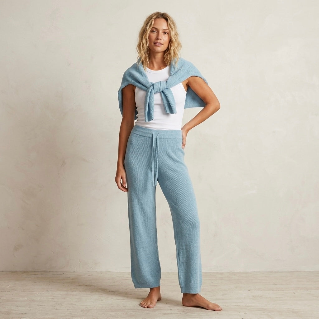 Free People Beach Turquoise Open Weave Wide Leg Pants | XS