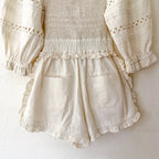Sea New York Willa Smocked Puff Sleeve Romper in White | 00