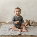 H&M 100% Washable Wool Charcoal Long Sleeve Bodysuit | 9-12m