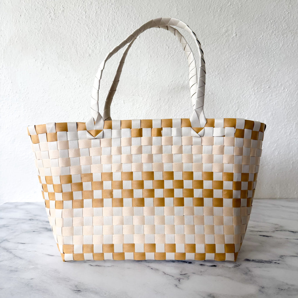 Unbranded Woven Boho Large Market Tote Bag in Neutral Tones