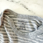 Kiddiezoom Grey White Stripe Bodysuit + Cloud Island Charcoal Gauze Burp Cloth Bundle | 3-6m