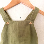 Little Planet Organic Olive Green Gauze Bubble Romper Overalls | 12-18m