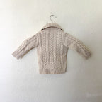 Next Wool Blend Cream Marl Cable Knit Shawl Collar Sweater | 12-18m