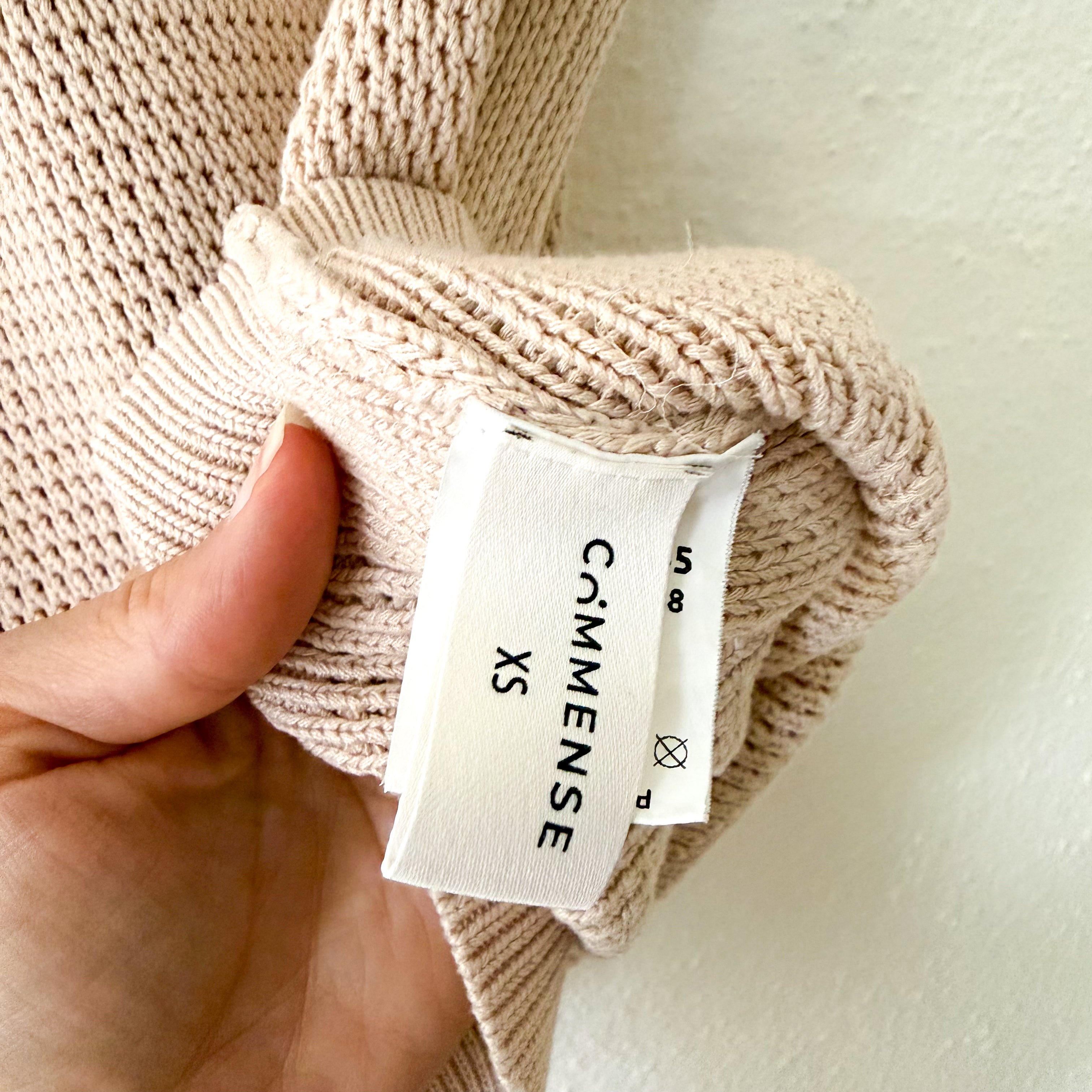 Commense Sleeveless Mockneck Sweater Top in Neutral Beige | XS