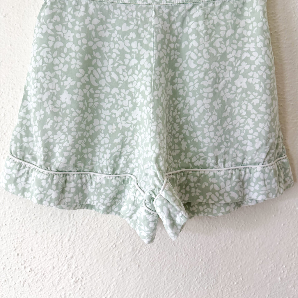 H&M Home Lyocell Mint Floral PJ Top + Ruffle Shorts | XS