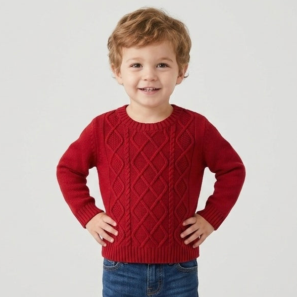 Carter's Boys Red Diamond Cable Knit Sweater | 24m