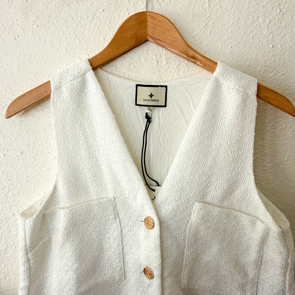 Tuckernuck White Textured Myla Romper | XS