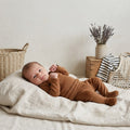 Solly Baby Modal Cacao Brown Long Sleeve T-Shirt + Footed Pants Sleepwear Matching Set | 0-3m