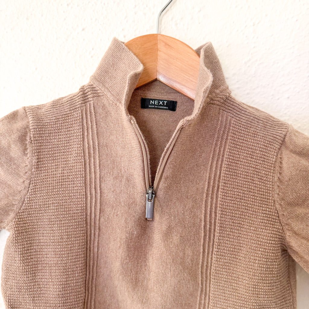 Next Clothing Taupe Quarter Zip Cotton Sweatshirt | sz 18-24m