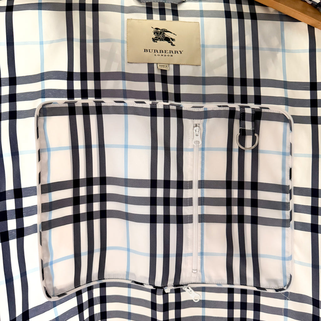 Burberry London Light Blue Plaid Packable Poncho Raincoat | OS