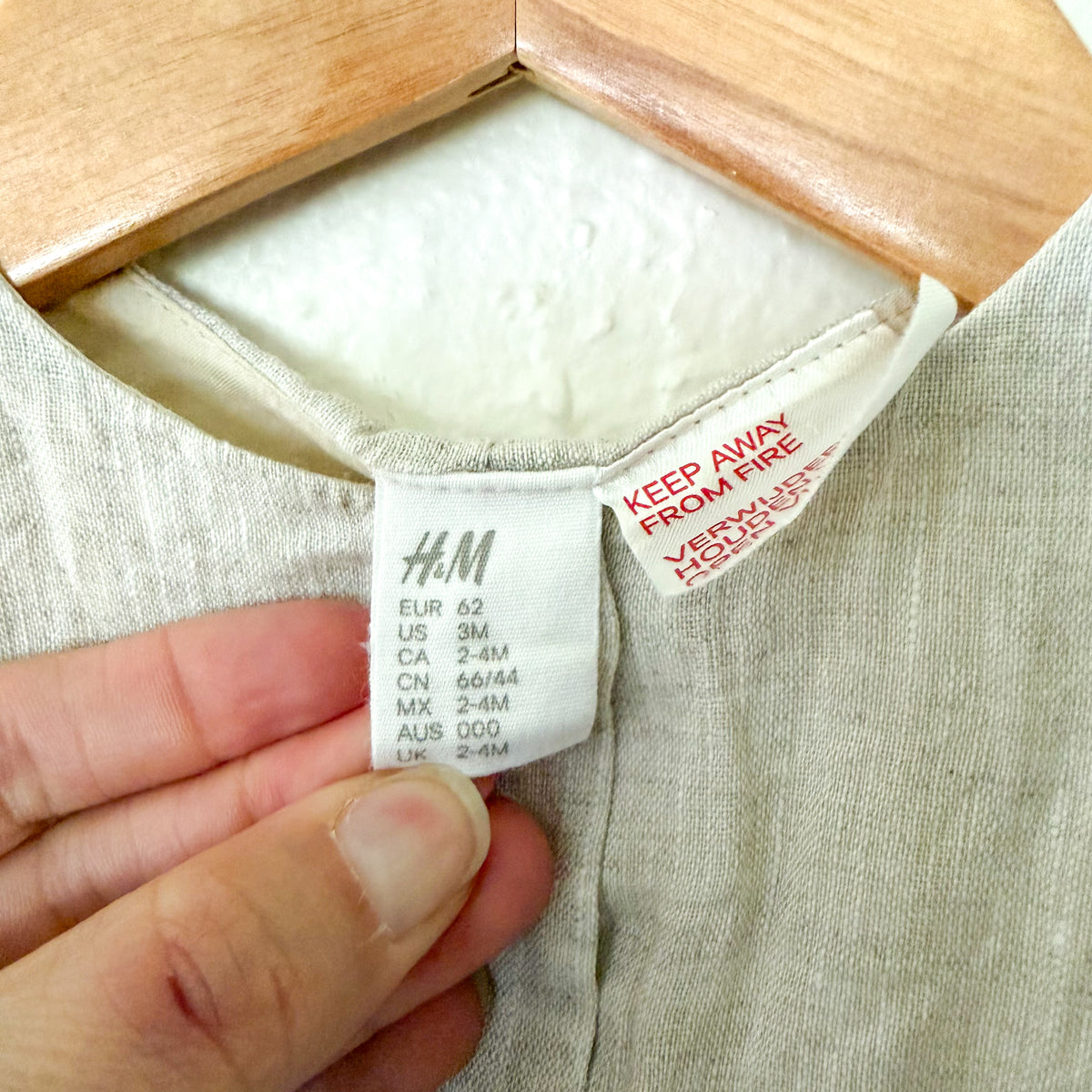 H&M 100% Linen Tan Sleeveless Button Down Romper | 0-3m