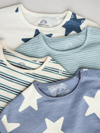 Next Baby Teal Blue Jersey Baby Rompers Multi Pack x4 | 6-9m