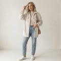 H&M Oversized Teddy Sherpa Shacket in Cream | XS