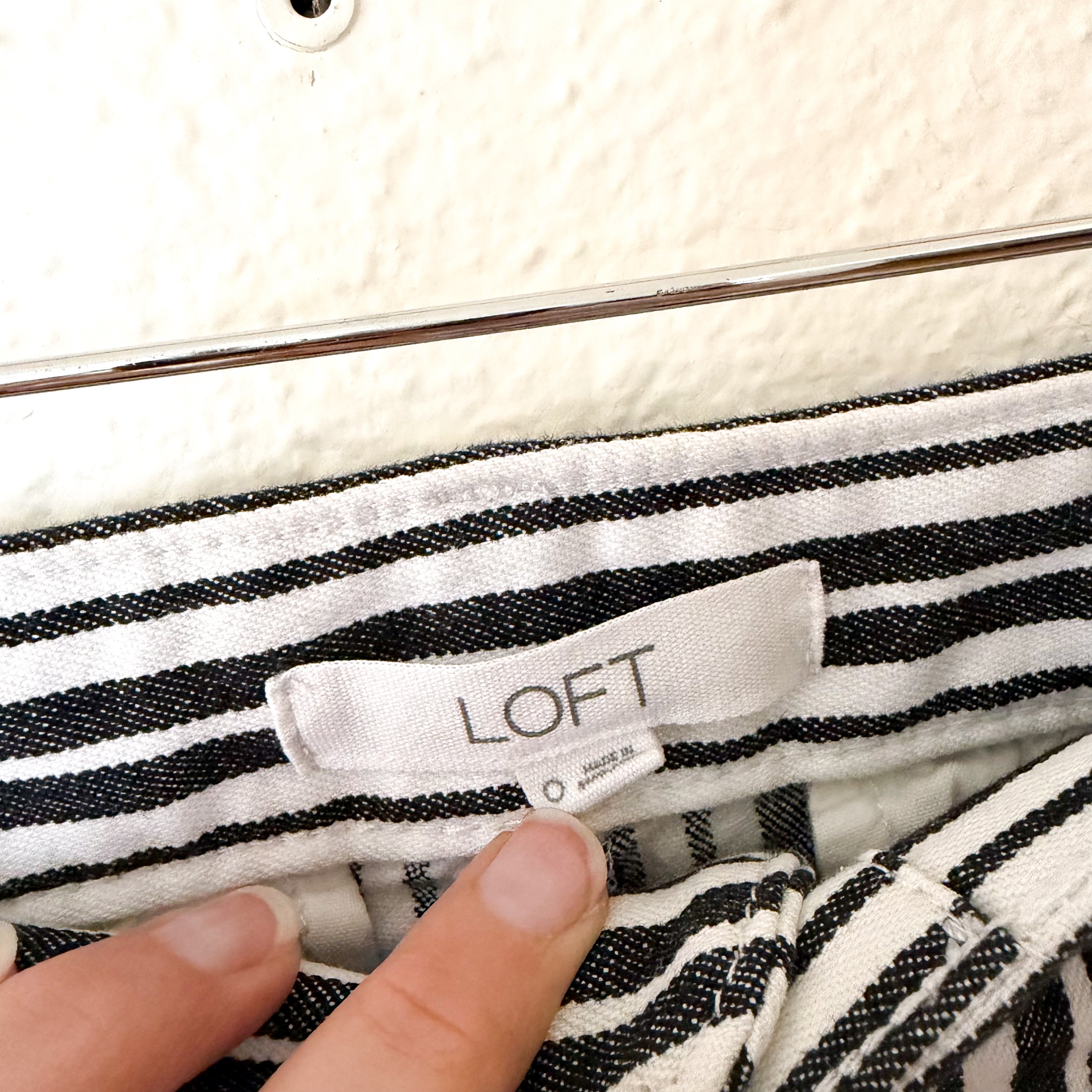 Loft The Palmer Wide Leg Pant in Black & White Stripe | 0