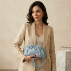 Mansur Gavriel Mini Cloud Clutch 100% Italian Lambskin Leather Purse | Cornflower Blue