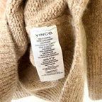 Vince 100% Cashmere Donegal Side Slit Turtleneck Sweater in Beige Camel | XXS