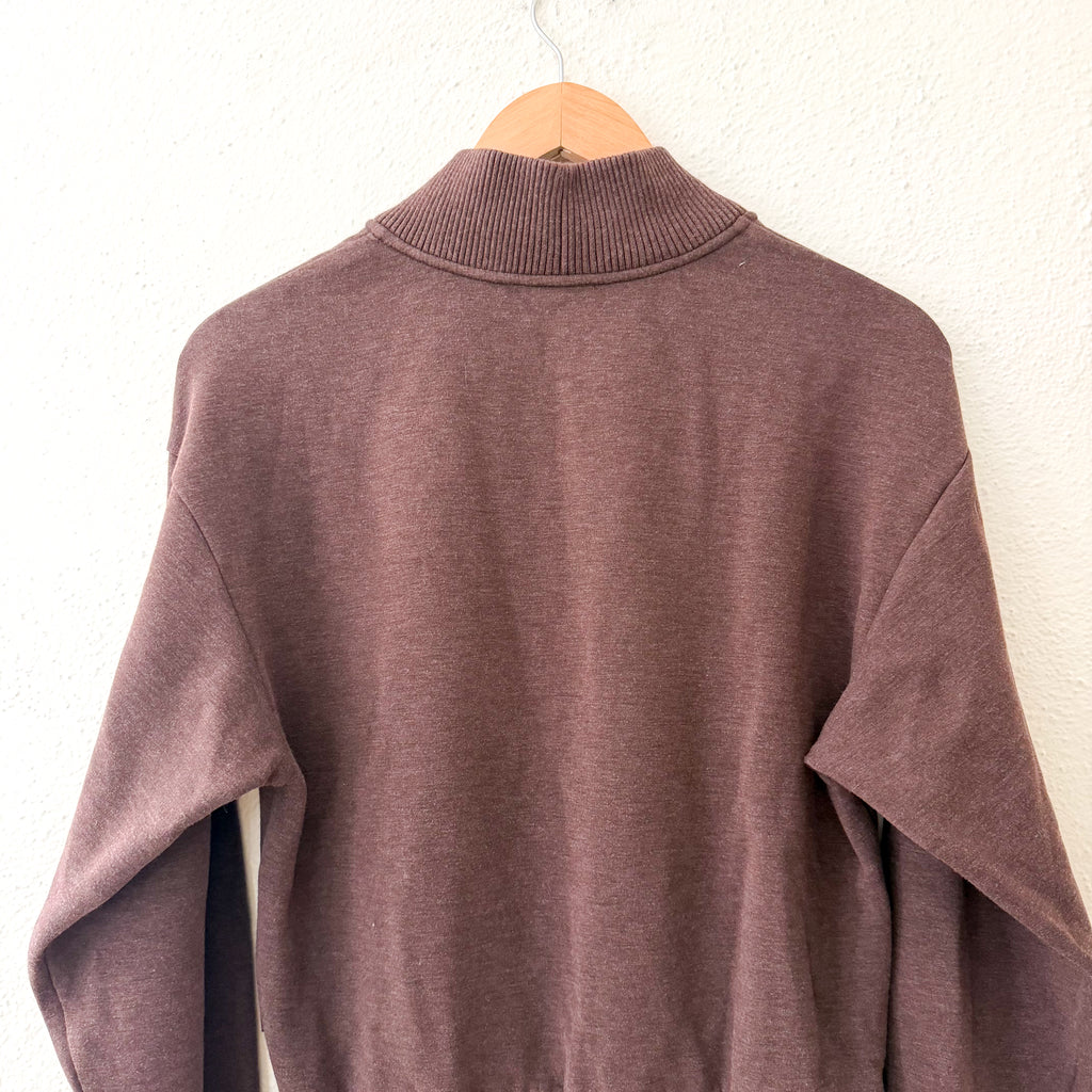Varley Double Soft Sally Half-Zip Pullover Sweatshirt in Coffee Bean Marl | XS