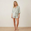 H&M Home Lyocell Mint Floral PJ Top + Ruffle Shorts | XS