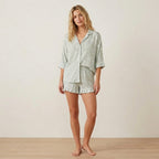 H&M Home Lyocell Mint Floral PJ Top + Ruffle Shorts | XS
